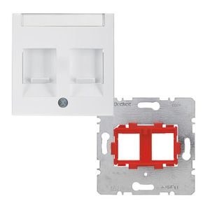 Berker S1 RJ45 inbouwset met draagframe en inzetplaat polar wit ral 9010 glanzend