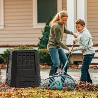 Tuincomposter 380 L PP Thermocomposter met Deksel en Verstelbare luchtopeningen 78 x 64 x 80 cm Zwart
