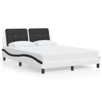 Bedframe met LED zonder matras "Zadar" kunstleer wit en zwart 140x190 cm