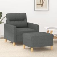 Fauteuil met voetenbank 60 cm stof donkergrijs