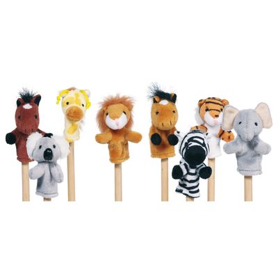 Goki vingerpopje wilde dieren, set van 8