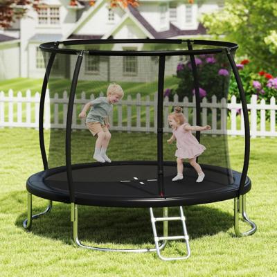 Buiten Trampoline met Ladder Ronde Tuintrampoline met Veiligheidsnet Randbedekking en Metalen Frame Ø305cm Zwart