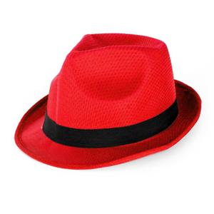 Party feest gleufhoedje - rood - verkleed trilby hoed - kleuren/maffia/gangster thema feest