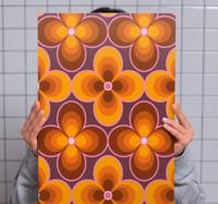 Vintage canvas schilderij Retro groovy bloempatroon