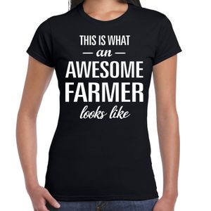 Awesome farmer / boerin cadeau t-shirt zwart dames
