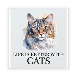 Cadeau tegel kattenliefhebber - Balinees kat/poes - keramiek - waterverf - 15 cm