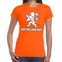 Nederland supporter t-shirt Hup Holland Hup oranje voor dames - thumbnail