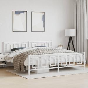 Bedframe met hoofd- en voeteneinde metaal wit 193x203 cm