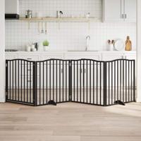 VidaXL Hondenhek inklapbaar 4 panelen 320 cm populierenhout zwart