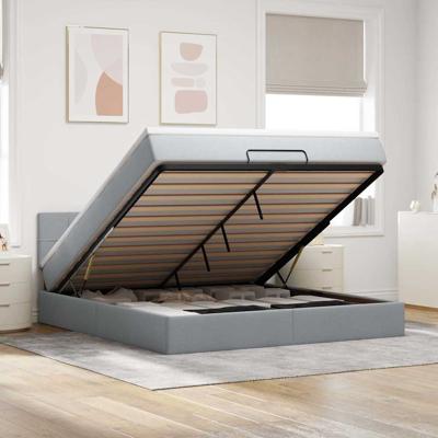 Bed met matras 160x200 cm stof lichtgrijs