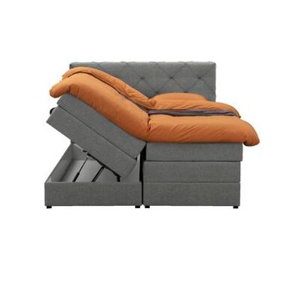 Boxspring met opbergruimte Liv geruit - lichtgrijs - 140x200 cm - Leen Bakker