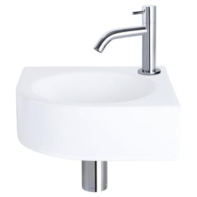 Differnz Cleo fonteinset keramiek - kraan gebogen - 30 x 30 x 10 cm - chroom