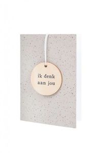 Zusss Wenskaart met houten tag ik denk aan jou zand