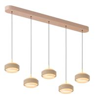 Freelight Hanglamp Puleggia 5 lichts L 120 cm comfortlift beige