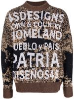 4SDESIGNS sweat à slogan en intarsia - Marron - thumbnail