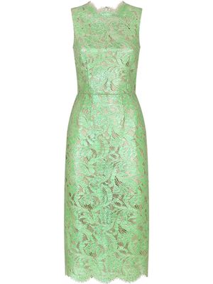 Dolce & Gabbana robe mi-longue en dentelle - Vert