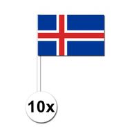 10 zwaaivlaggetjes IJsland 12 x 24 cm