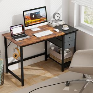 Bureau met 2 Laden 120 cm Lange Computertafel met Hoofdtelefoonhaak en Opbergvak Grote PC-Tafel Werktafel voor Kantoor Thuis
