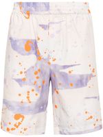 MSGM short en coton à effet taches de peinture - Rose - thumbnail