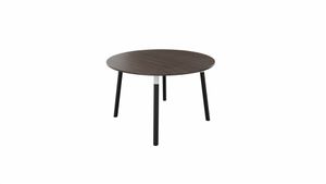 Tafel 9311 rond - 80 cm. - Wit - Eiken donker - Beuken donker