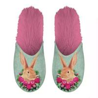 PANTOFFEL KONIJN GROEN / ROZE