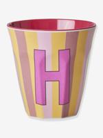 Gestreepte melamine mok LETTER H rice, medium 250 ml meerkleurig