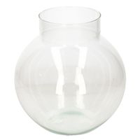 Transparante ronde vaas/vazen van glas 23 x 23 cm