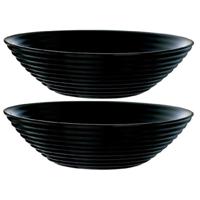 Luminarc Salade schaal/slakom - 2x - zwart - glas - Dia 27 cm - Schalen en kommen