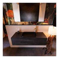 MONDIAZ ERIN 120cm badmeubel met onderkast kleur dark brown 1 lade wastafel midden 1 kraangat kleur urban