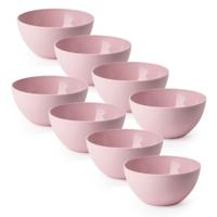 Plasticforte Schaaltjes - 8x stuks - kunststof - kommetjes - dessert/ontbijt - D14 x H6 cm - roze