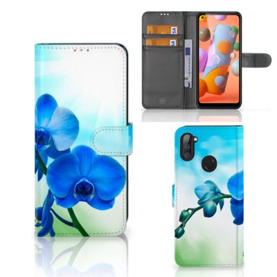 Samsung Galaxy M11 | A11 Hoesje Orchidee Blauw - Cadeau voor je Moeder Samsung Galaxy M11 | A11 Hoesje Orchidee Blauw - Cadeau voor je Moeder