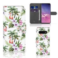 Samsung Galaxy S10 Plus | Telefoonhoesje | Met pasjeshouder | Flamingo Palms