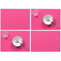 Wicotex luxe Placemats Plain - Set van 12x stuks - fuchsia roze - 43 x 30 cm - Met anti slip laag -