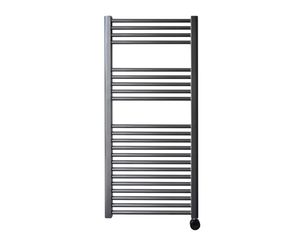 Sanicare elektrische design radiator 45x112cm gunmetal met thermostaat rechts zwart