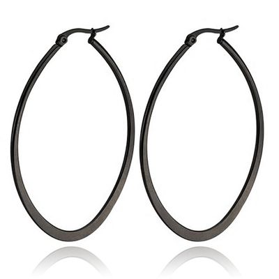 Ovale oorbellen Cilla Jewels Edelstaal Zwart-40mm