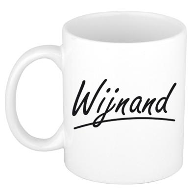 Wijnand Naam koffiemok - beker - met sierlijke letters - wit - 300 ml - Cadeau - Heren Wijnand Naam koffiemok - beker - met sierlijke letters - wit - 300 ml - Cadeau - Heren
