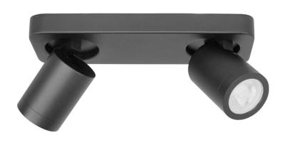Highlight Dubbele IP44 opbouwspotOliver mat zwart - S7438.01