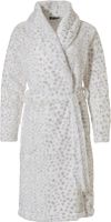 Pastunette  Witte badjas dames met stippenpatroon - zacht fleece - thumbnail