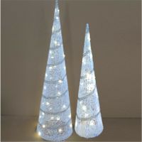 LED kegels - kerstboom lampen- set 2x st- 39 en 59 cm- rotan/kunststof