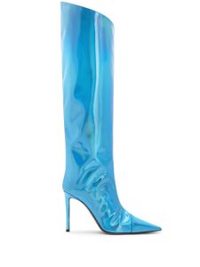 Alexandre Vauthier bottes Alex 105 mm à fini métallisé - Bleu