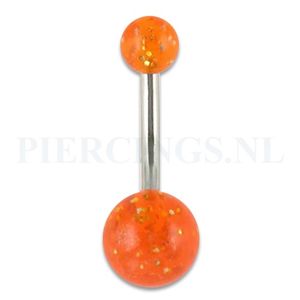 Navelpiercing acryl glitter oranje