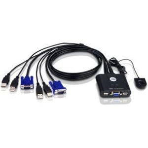 Aten 2-Poorts USB VGA-kabel KVM-switch met externe poortselectieschakelaar