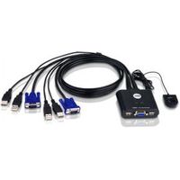 Aten 2-Poorts USB VGA-kabel KVM-switch met externe poortselectieschakelaar - thumbnail