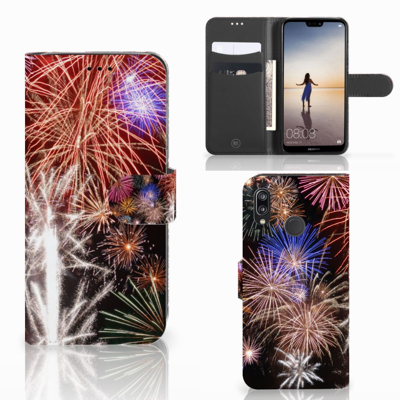 Huawei P20 Lite | Wallet Case | met Pasjes | Vuurwerk