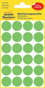 Avery Gekleurde Markeringspunten, groen, Ø 18,0 mm, permanent klevend