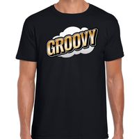 Groovy fun tekst t-shirt voor heren zwart in 3D effect - thumbnail