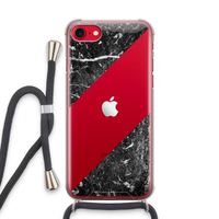 Zwart marmer: iPhone SE 2020 Transparant Hoesje met koord