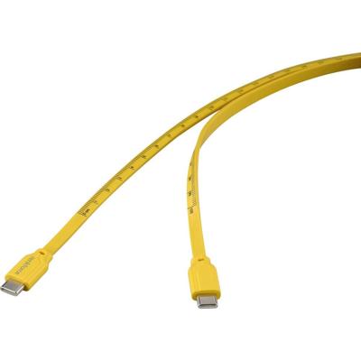 Renkforce USB-kabel USB 2.0 USB-C stekker, USB-C stekker 1.00 m Geel Met meetlint-opdruk (metrisch) RF-6721074