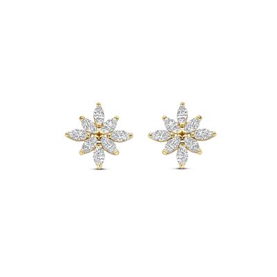 Stijlvolle 14k Geelgouden Oorknoppen met Zirkonia - 7.5x7.5mm