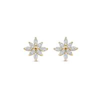 Stijlvolle 14k Geelgouden Oorknoppen met Zirkonia - 7.5x7.5mm